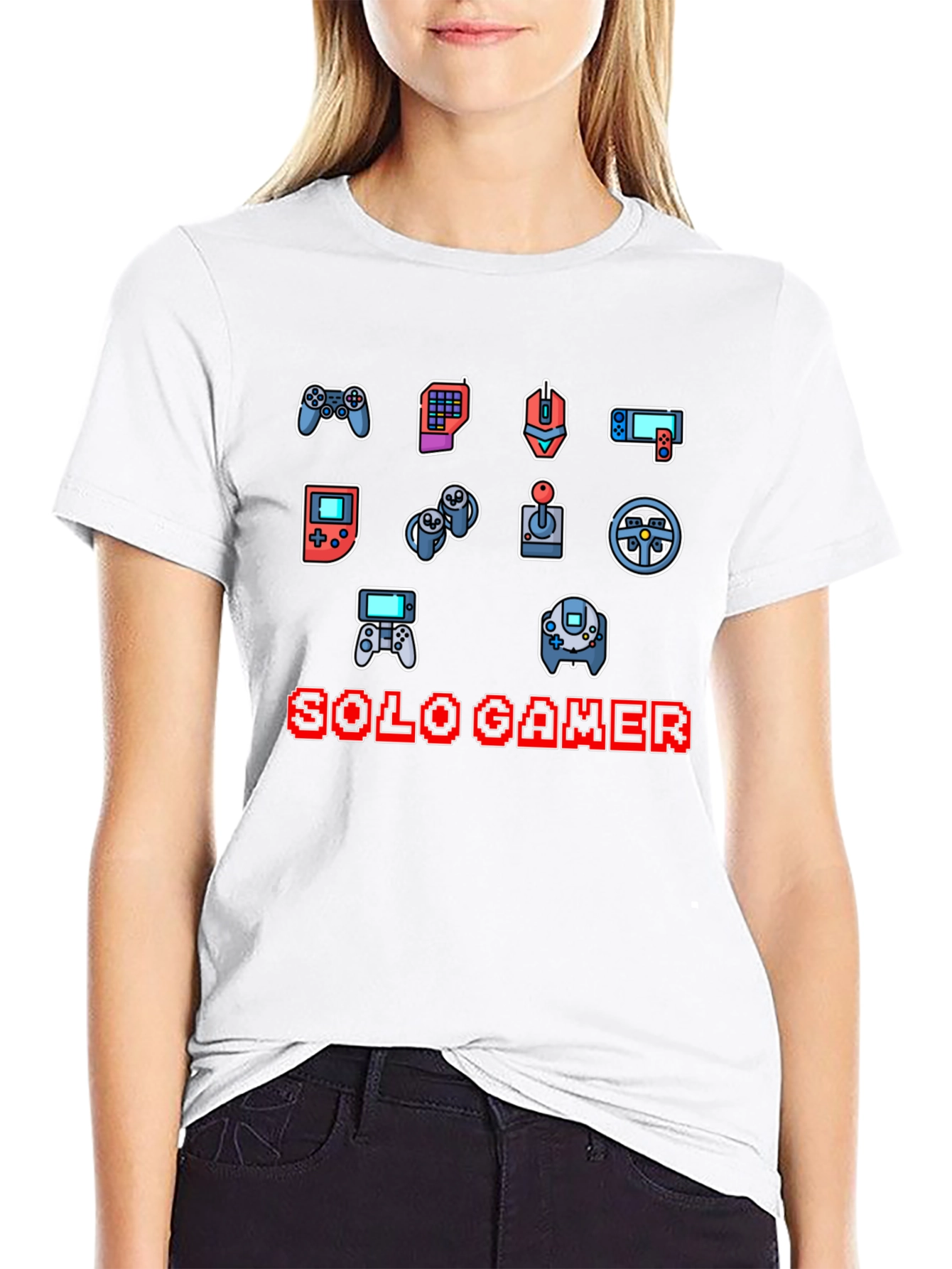 Solo Gamer Black T-Shirt: Video Game Controller Design