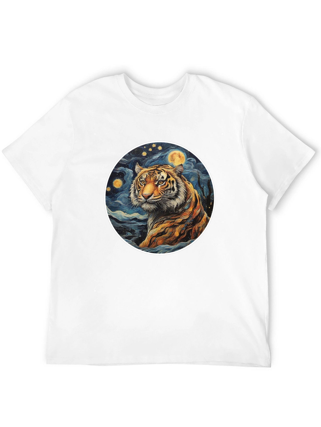 Tiger Moon Graphic Tee - Artistic Style