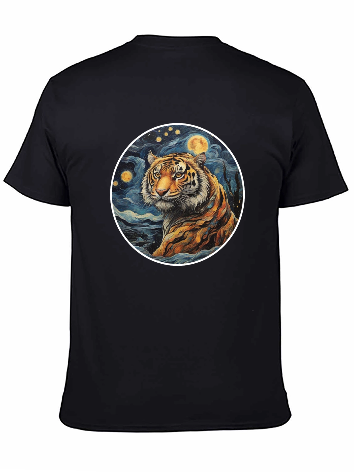 Tiger Moon Graphic Tee - Artistic Style