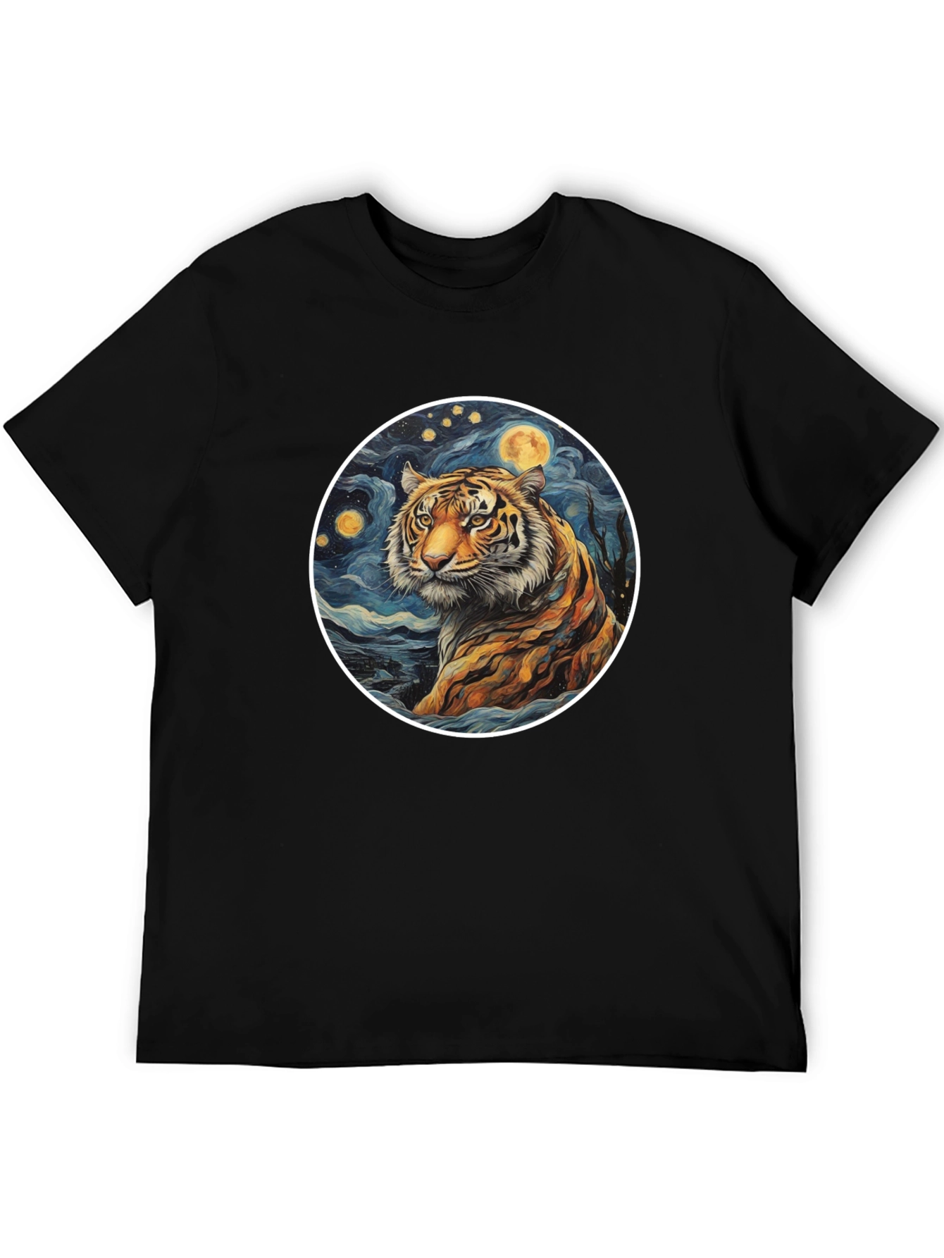 Tiger Moon Graphic Tee - Artistic Style