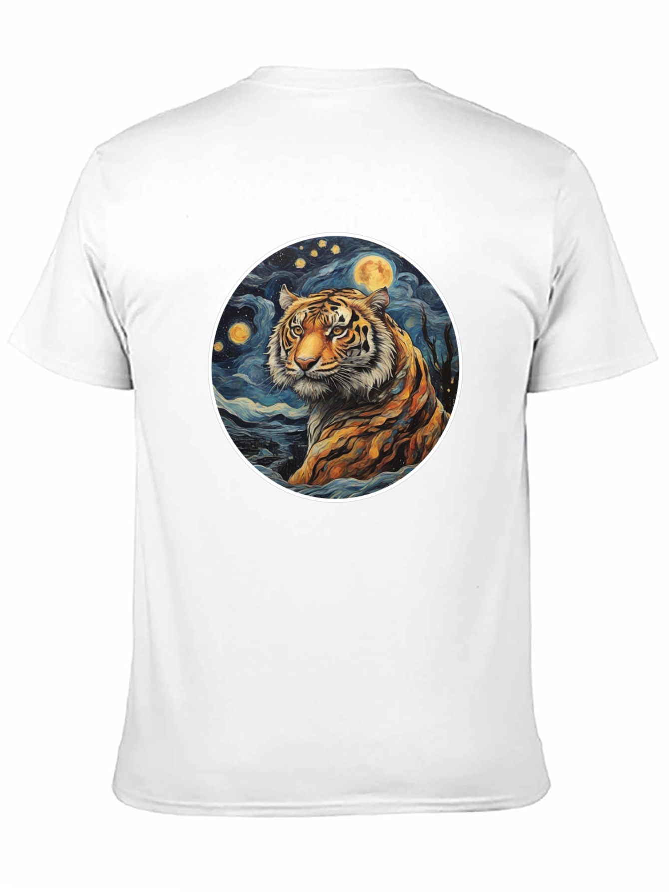 Tiger Moon Graphic Tee - Artistic Style