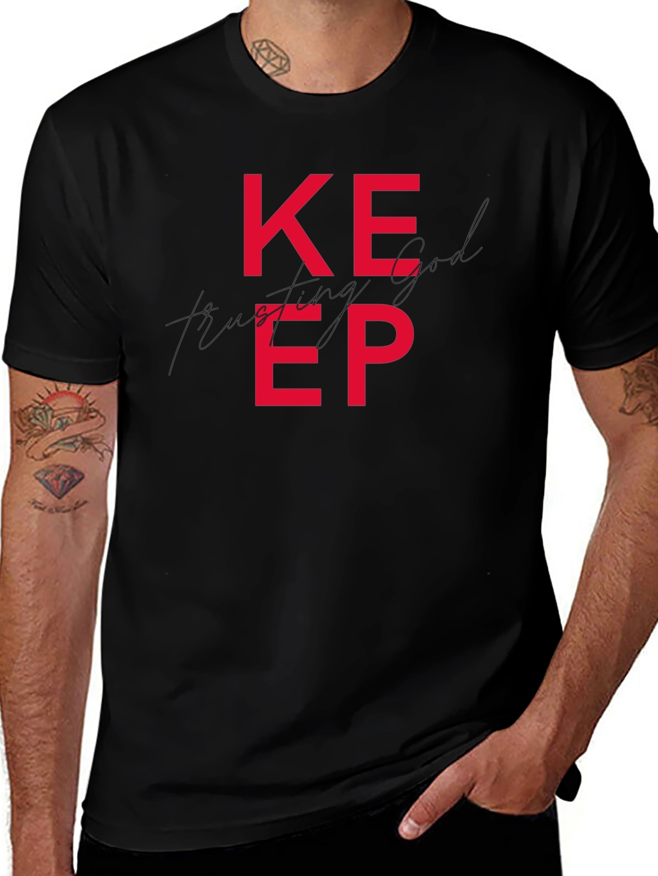 Keep Trusting God T-Shirt - Black Casual Tee