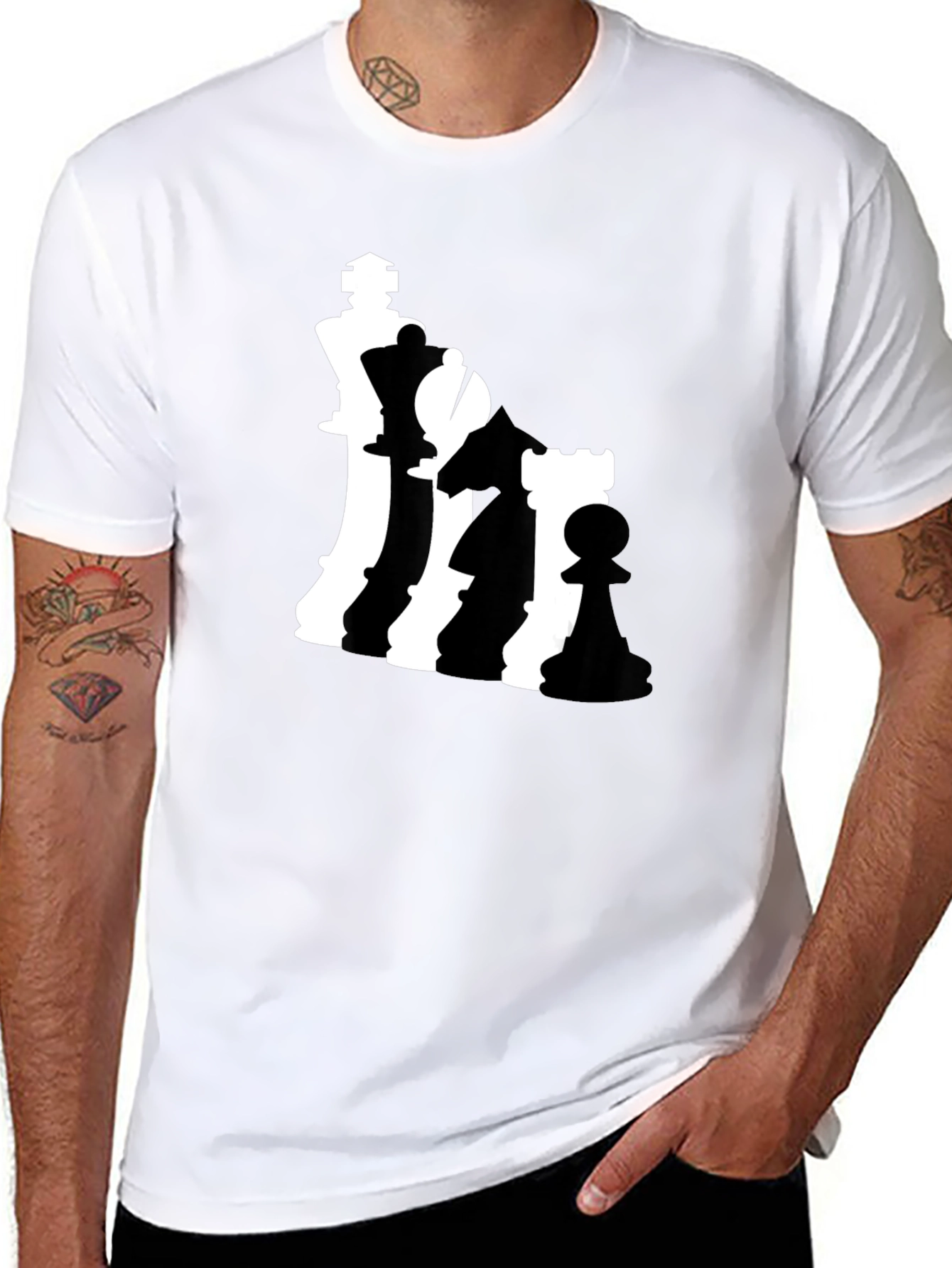 Chess Piece Silhouette Graphic T-Shirt