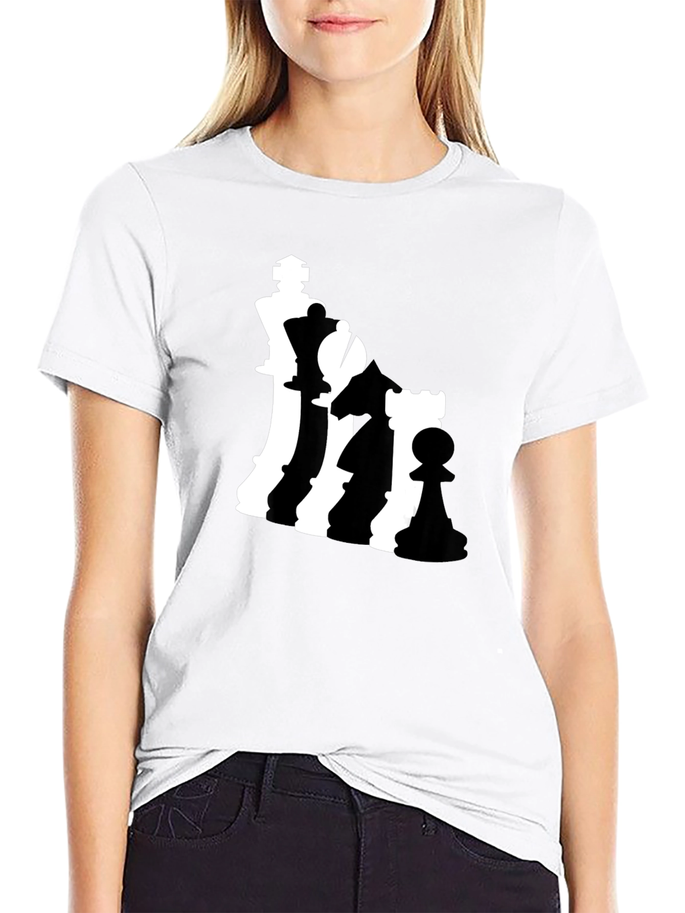 Chess Piece Silhouette Graphic T-Shirt