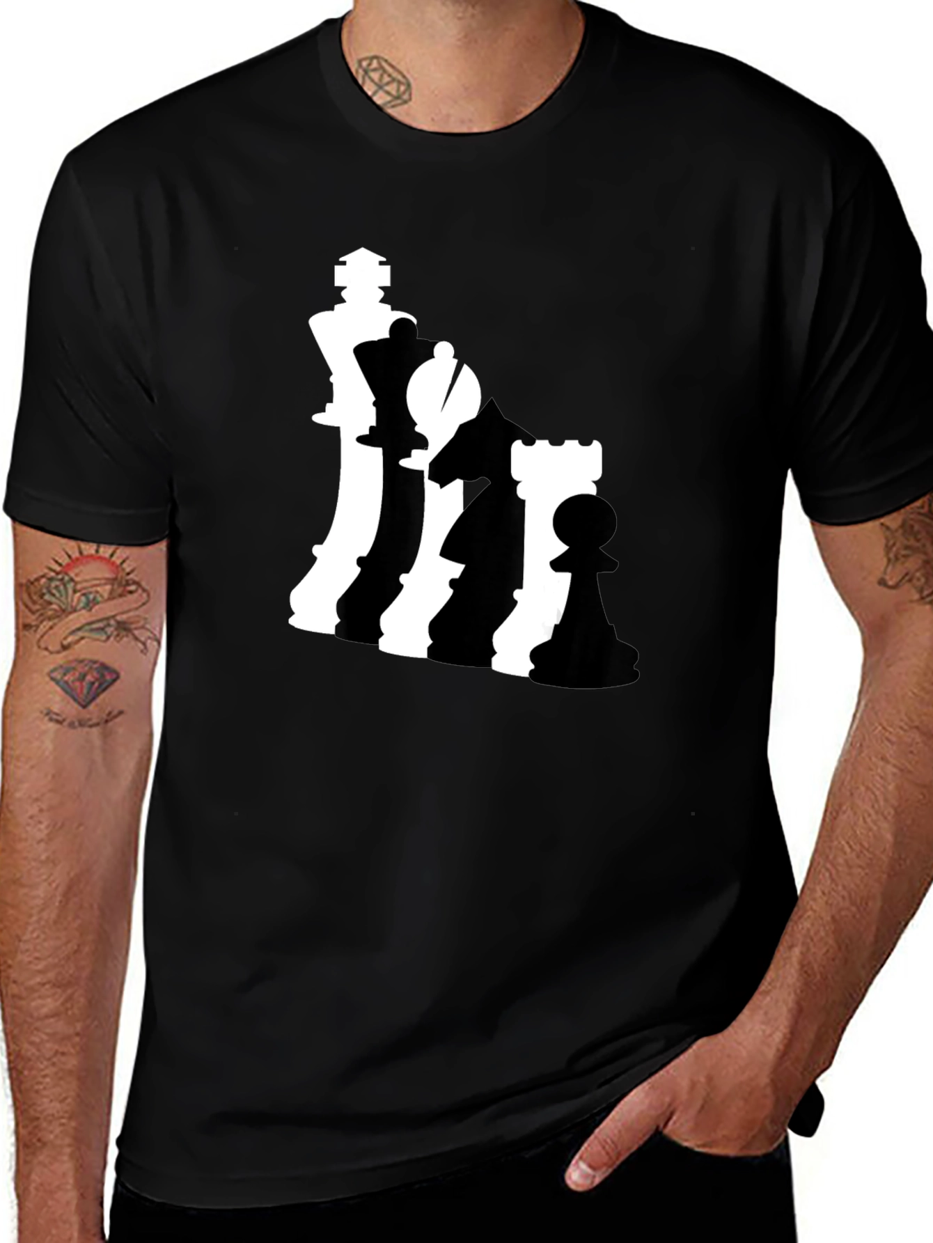 Chess Piece Silhouette Graphic T-Shirt