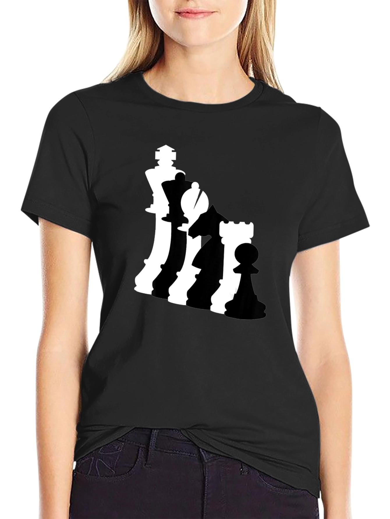 Chess Piece Silhouette Graphic T-Shirt