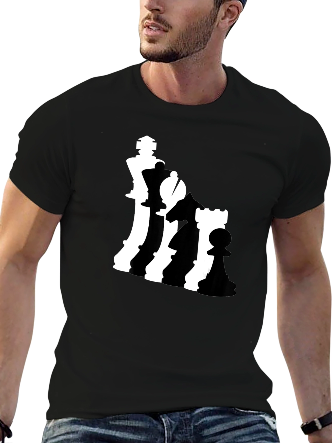 Chess Piece Silhouette Graphic T-Shirt