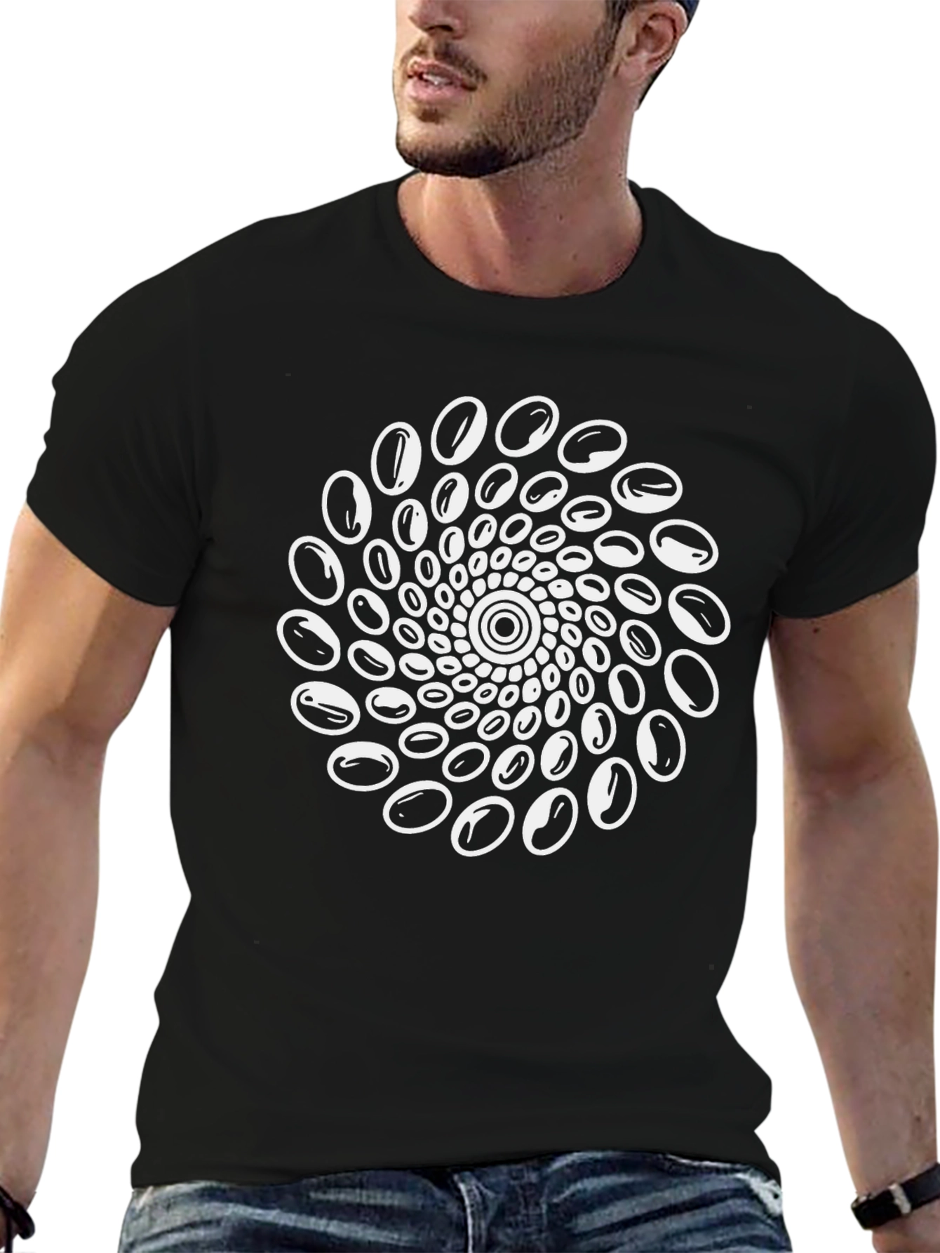 Spiral Optical Illusion Graphic Tee - Black