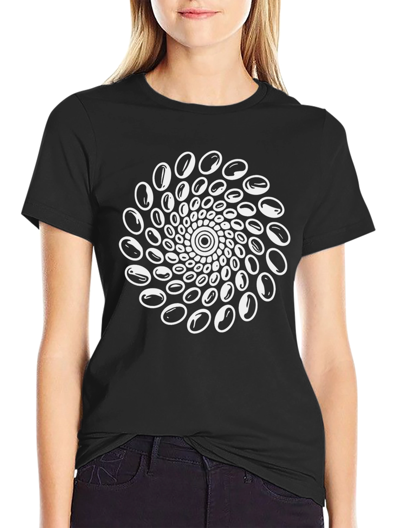 Spiral Optical Illusion Graphic Tee - Black