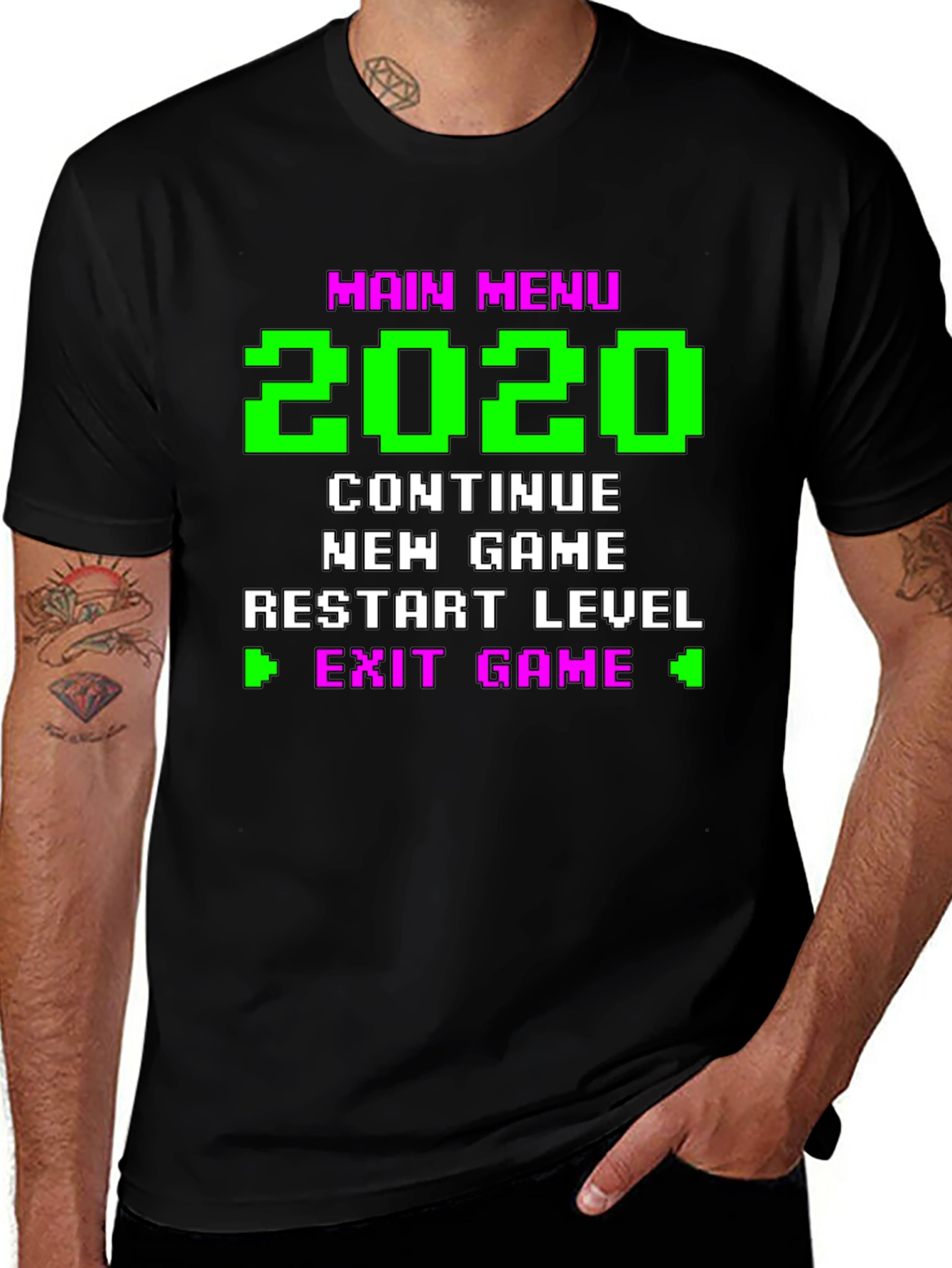 Retro Gamer Menu T-Shirt - 2020 Continue New Game