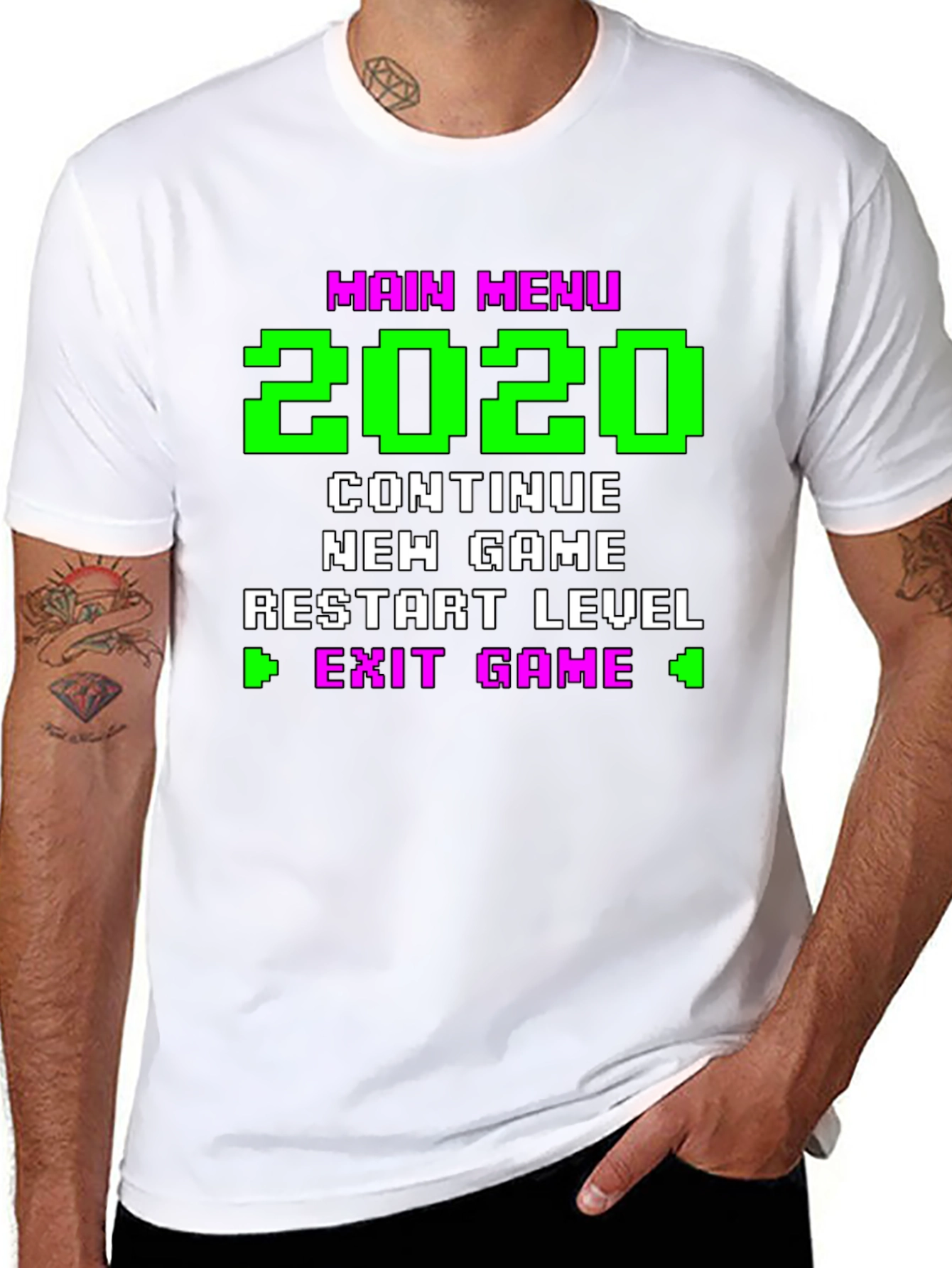 Retro Gamer Menu T-Shirt - 2020 Continue New Game