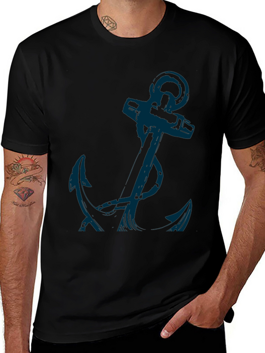 Anchor Graphic Tee - Mens Casual Black T-Shirt