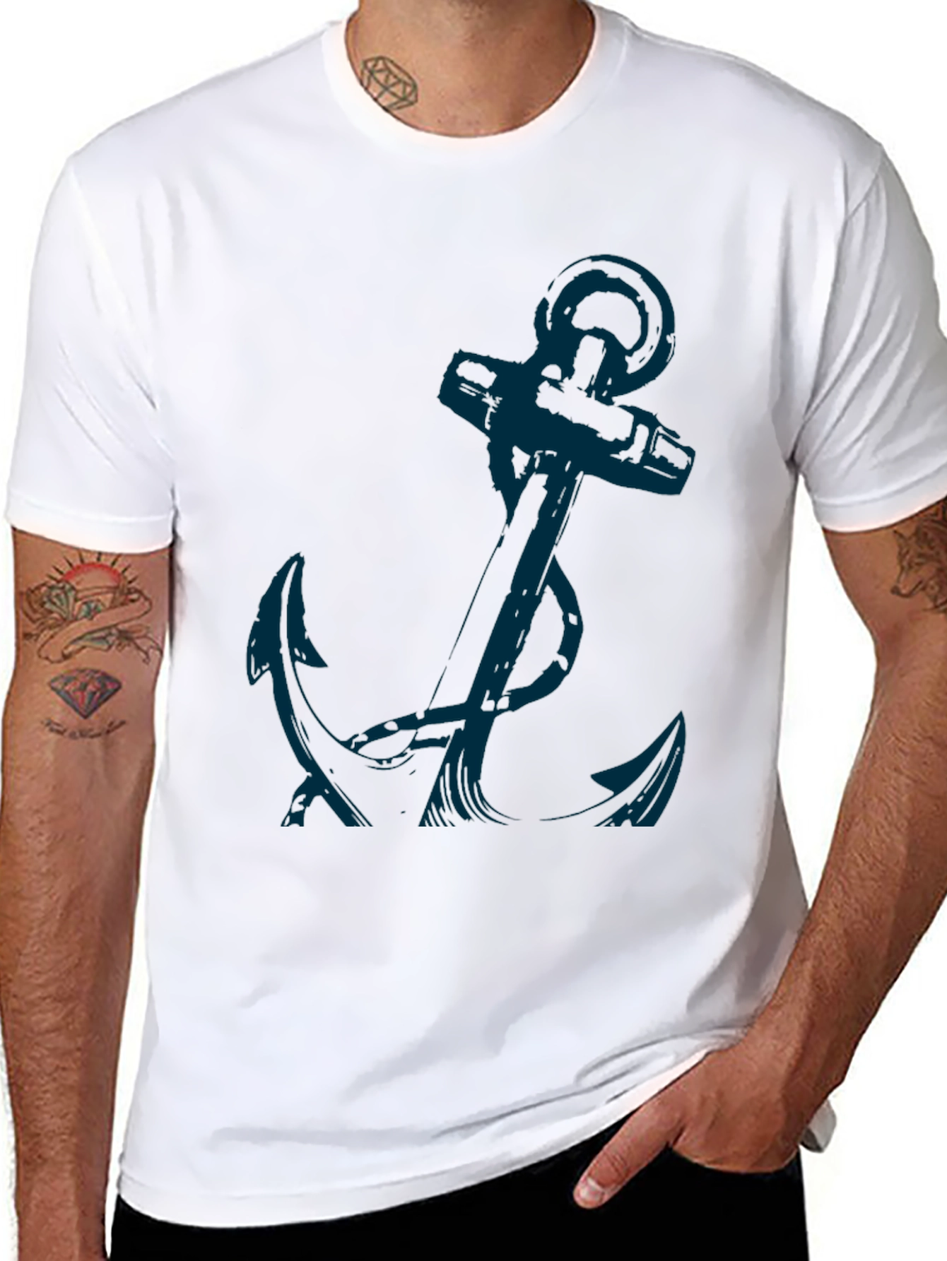Anchor Graphic Tee - Mens Casual Black T-Shirt