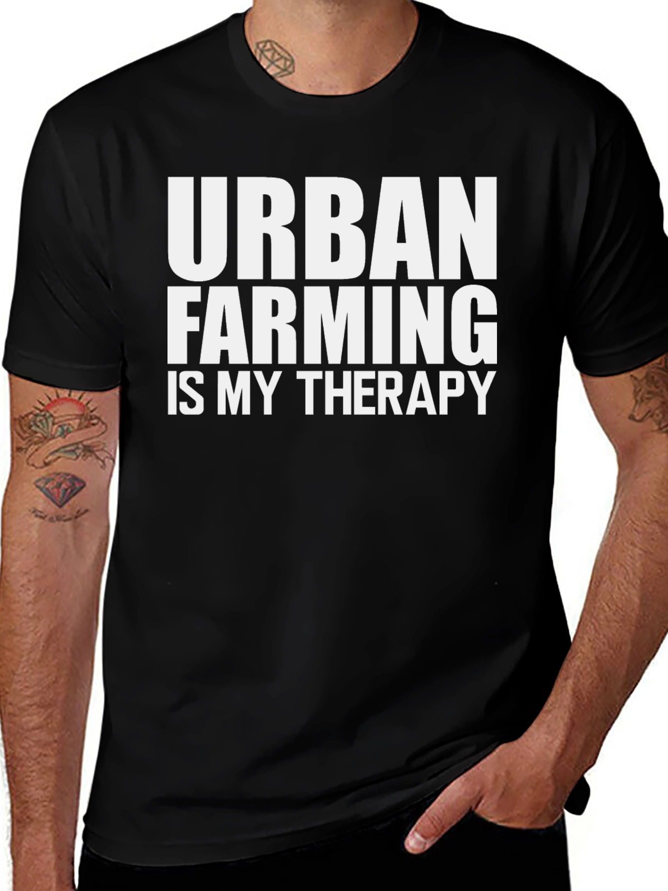 Urban Farming Therapy T-Shirt - Black Cotton Tee
