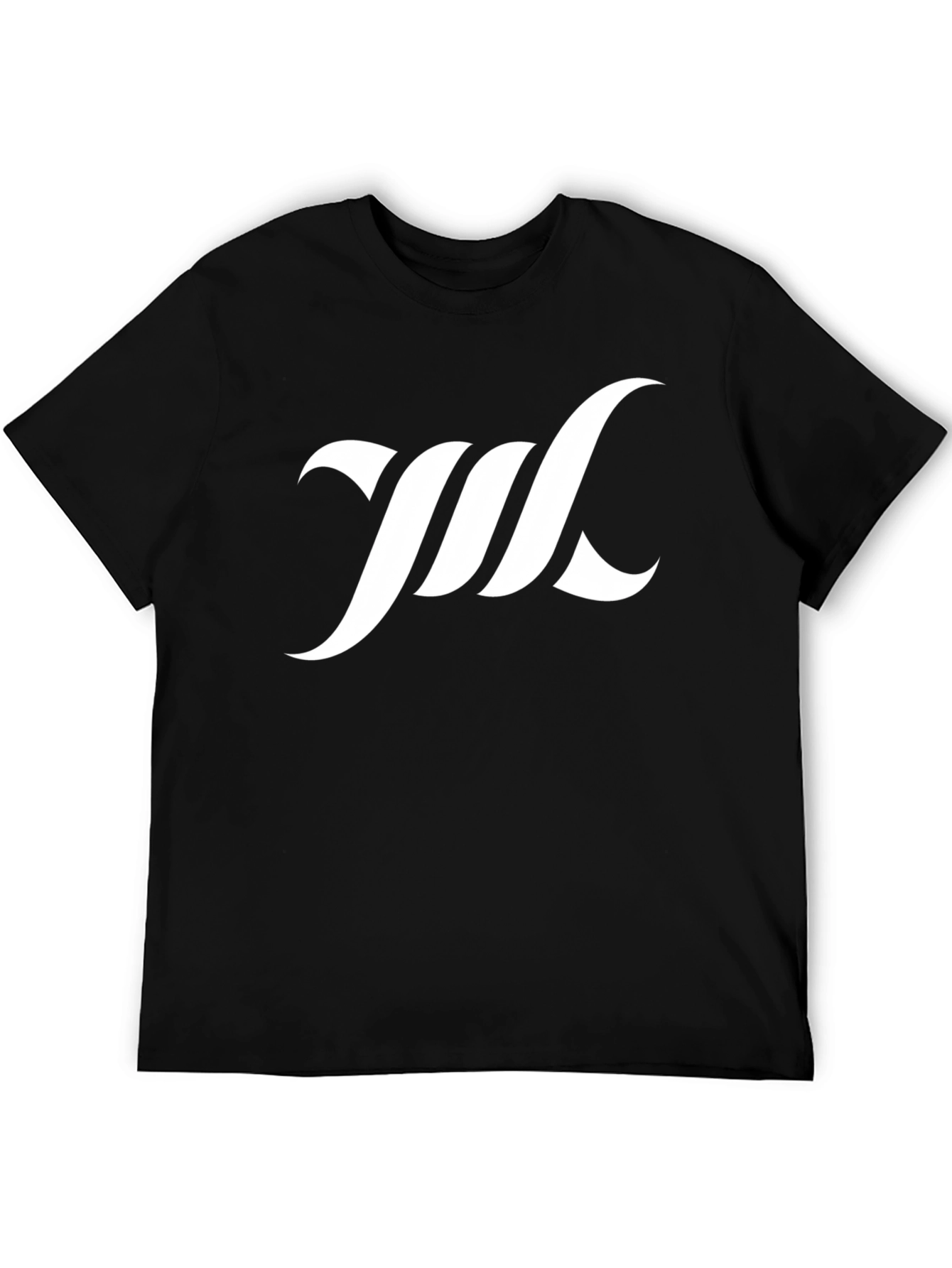 Modern Black T-Shirt with White Abstract Logo