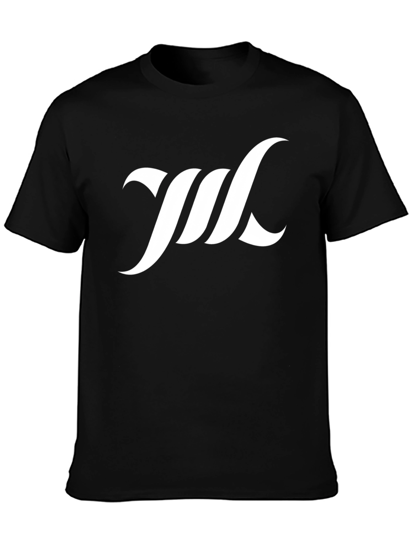 Modern Black T-Shirt with White Abstract Logo