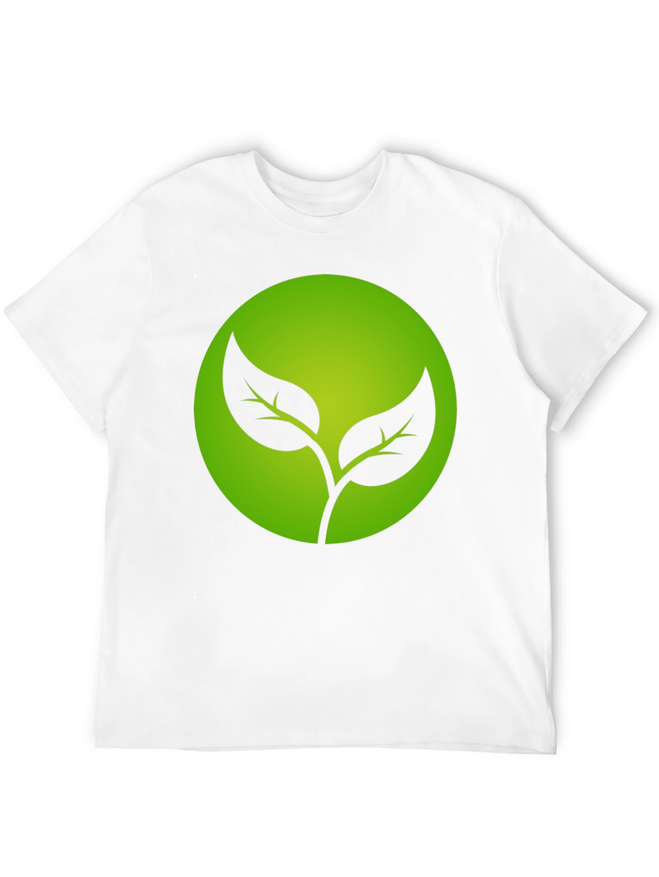 Eco-Friendly Black T-Shirt with Green Leaf Design