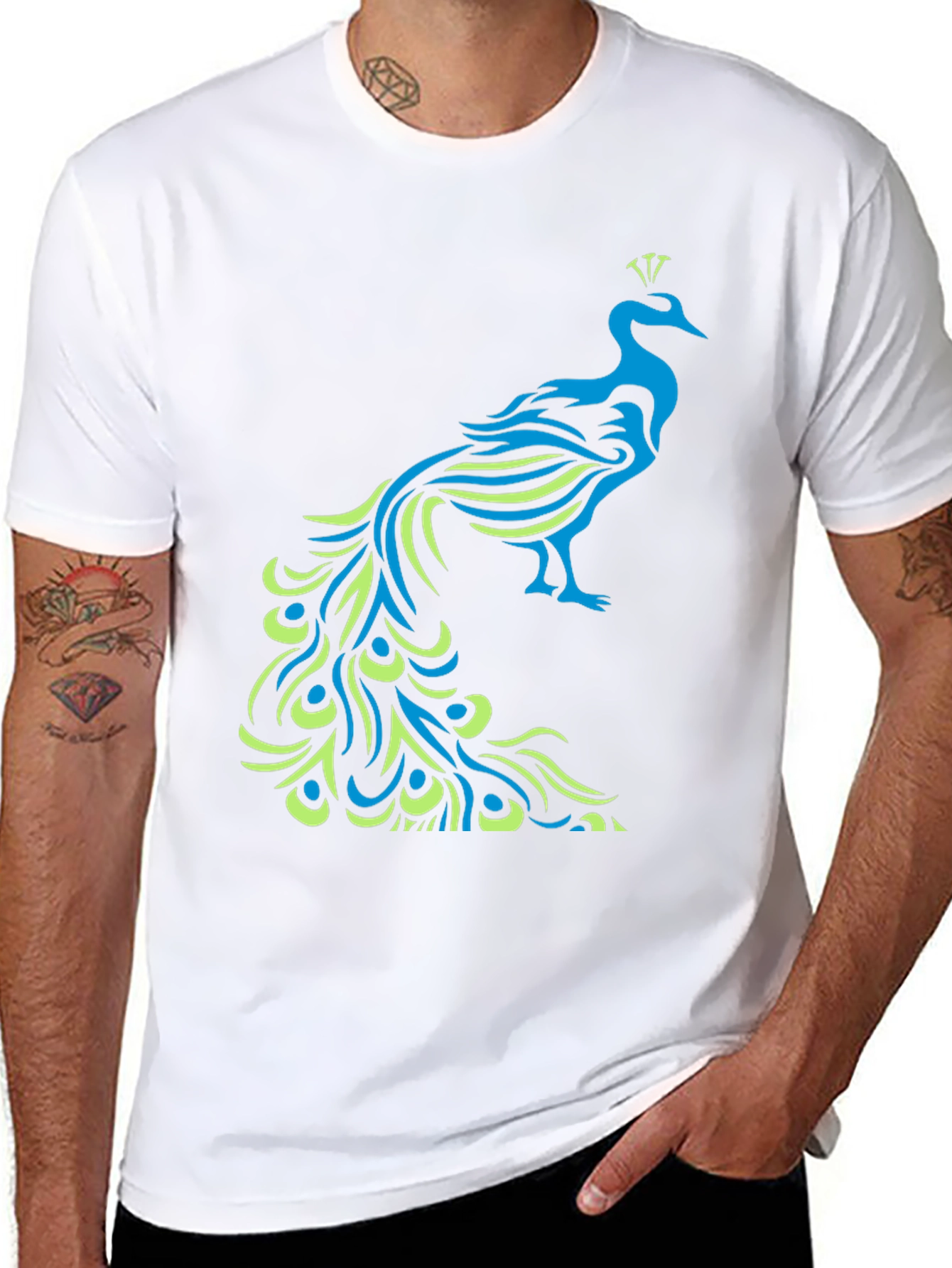 Peacock Graphic Black T-Shirt