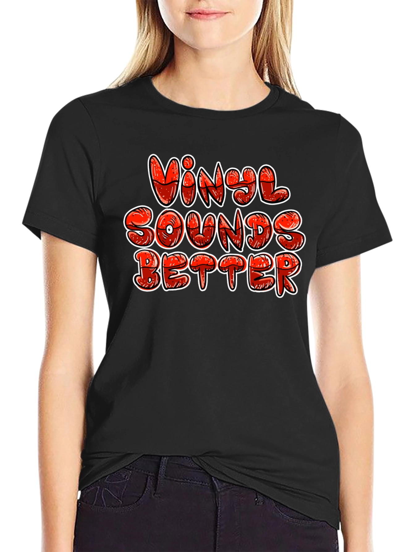 Vinyl Sounds Better Graphic Tee - Black Cotton T-Shirt