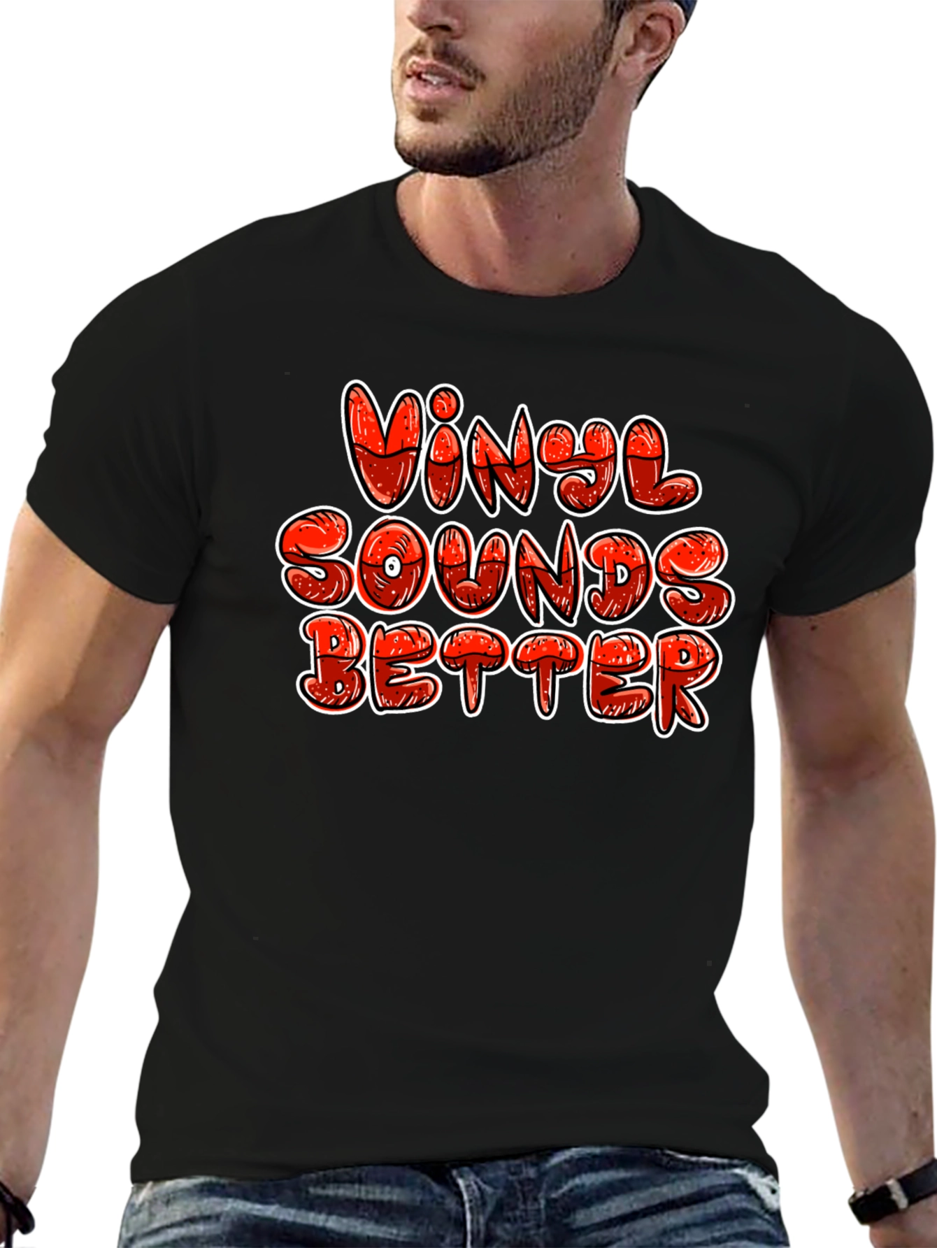 Vinyl Sounds Better Graphic Tee - Black Cotton T-Shirt