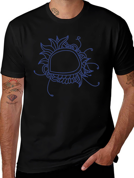 Abstract Floral Graphic Tee - Black Cotton Blend