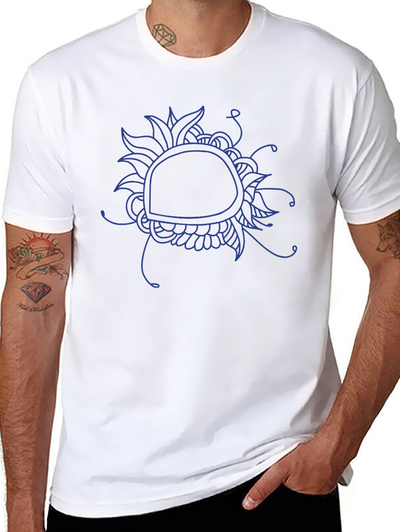 Abstract Floral Graphic Tee - Black Cotton Blend