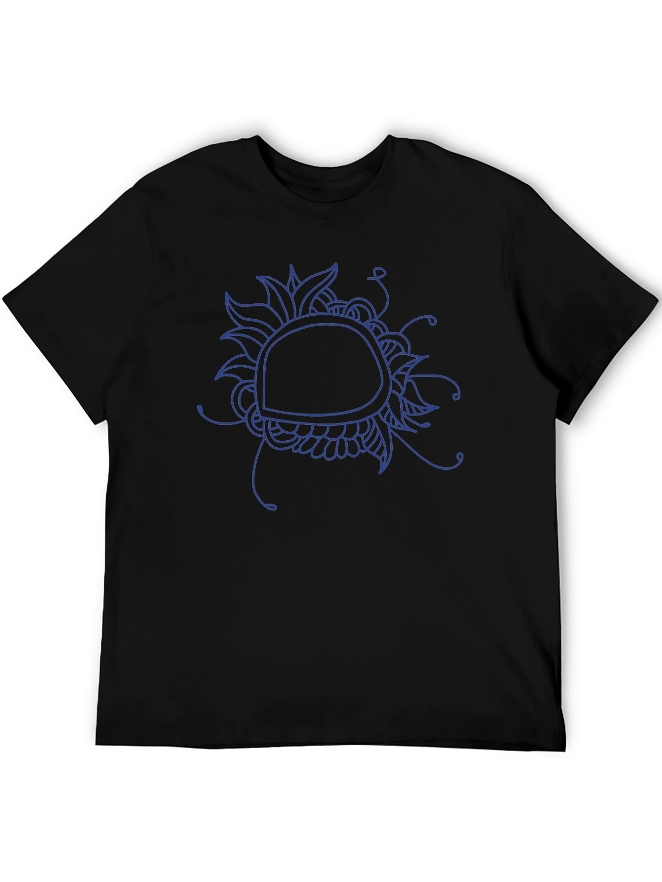 Abstract Floral Graphic Tee - Black Cotton Blend