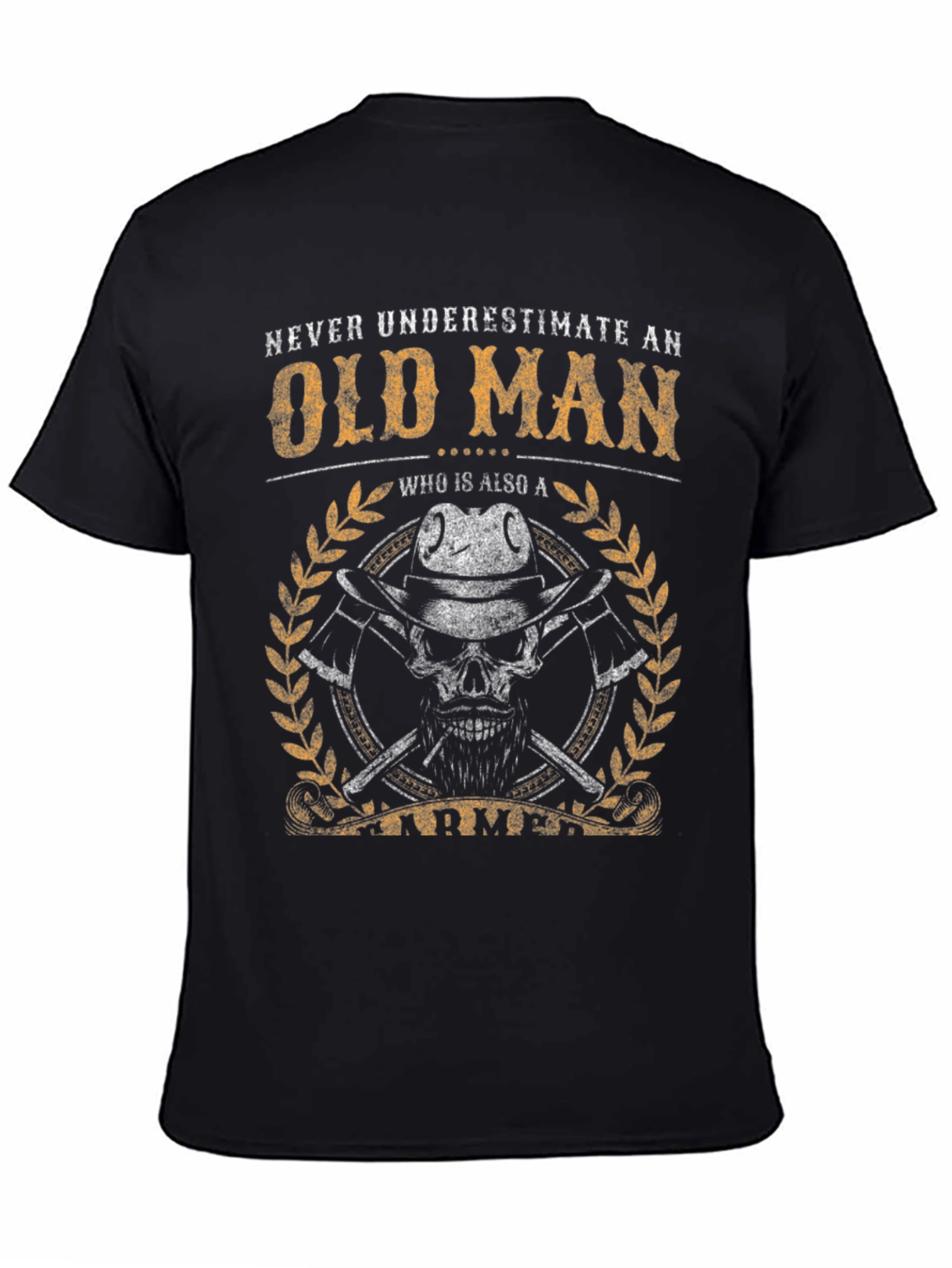 Old Man Armed Graphic Print T-Shirt