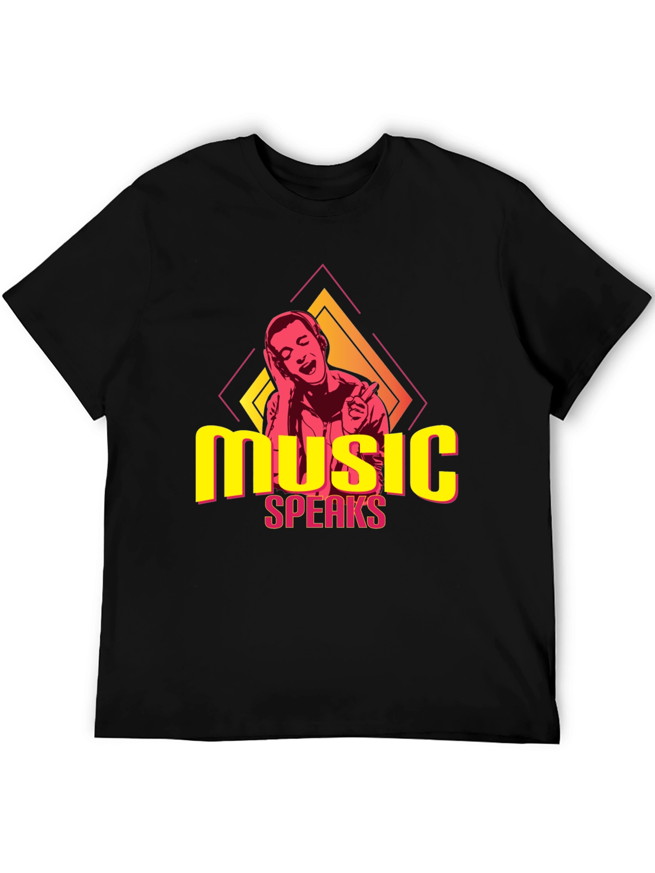 Music Speaks Black Graphic Tee