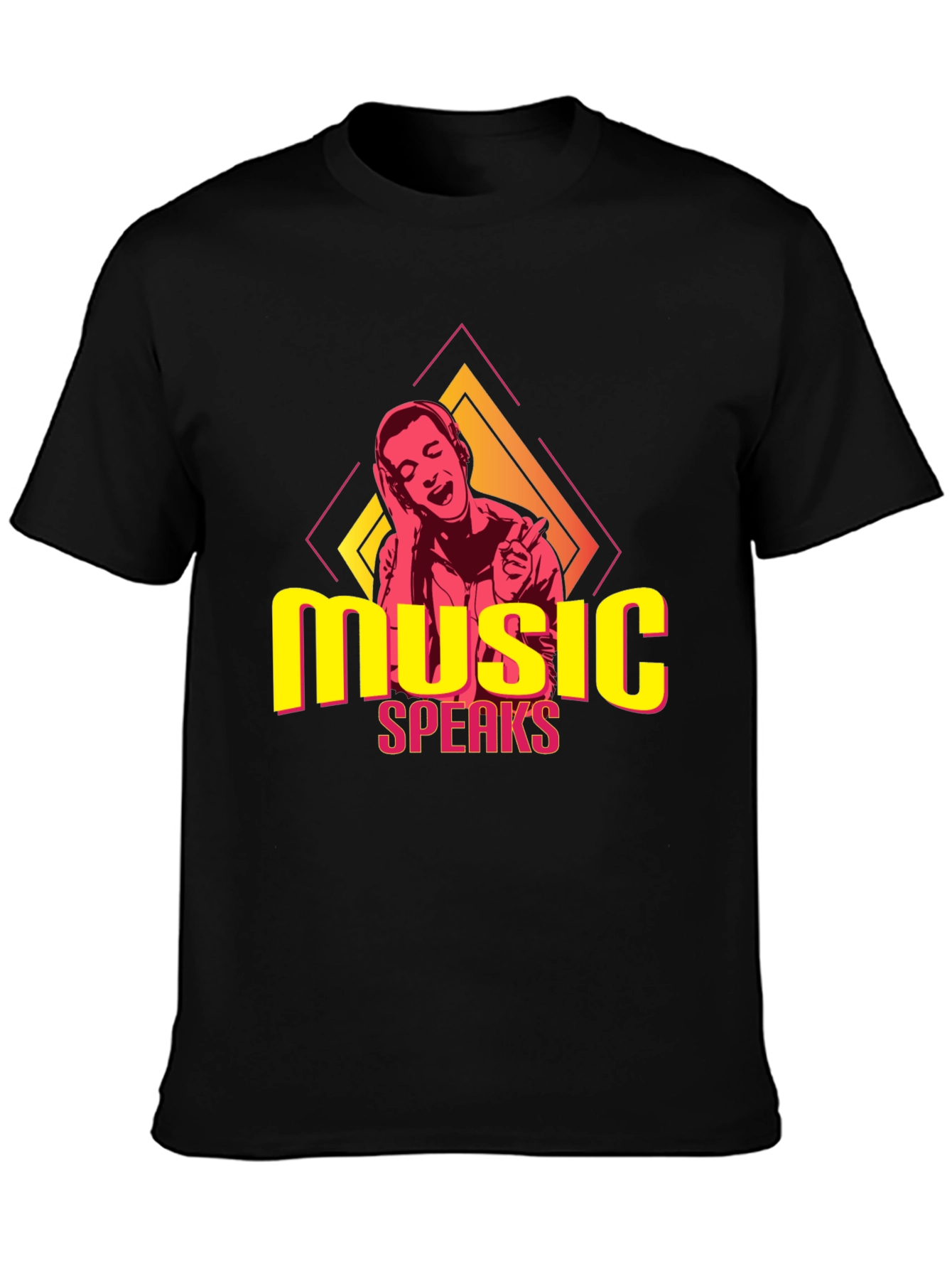 Music Speaks Black Graphic Tee