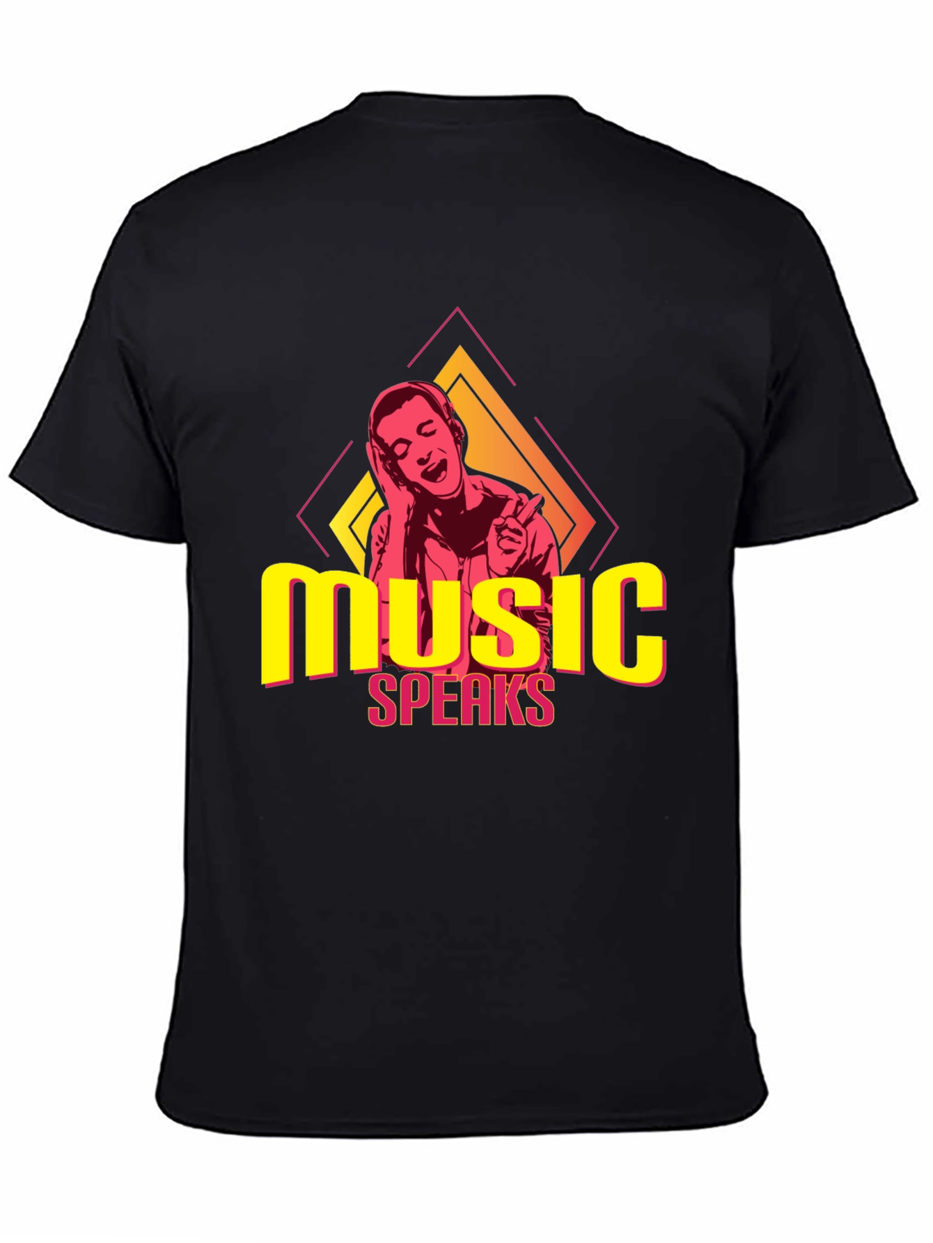 Music Speaks Black Graphic Tee