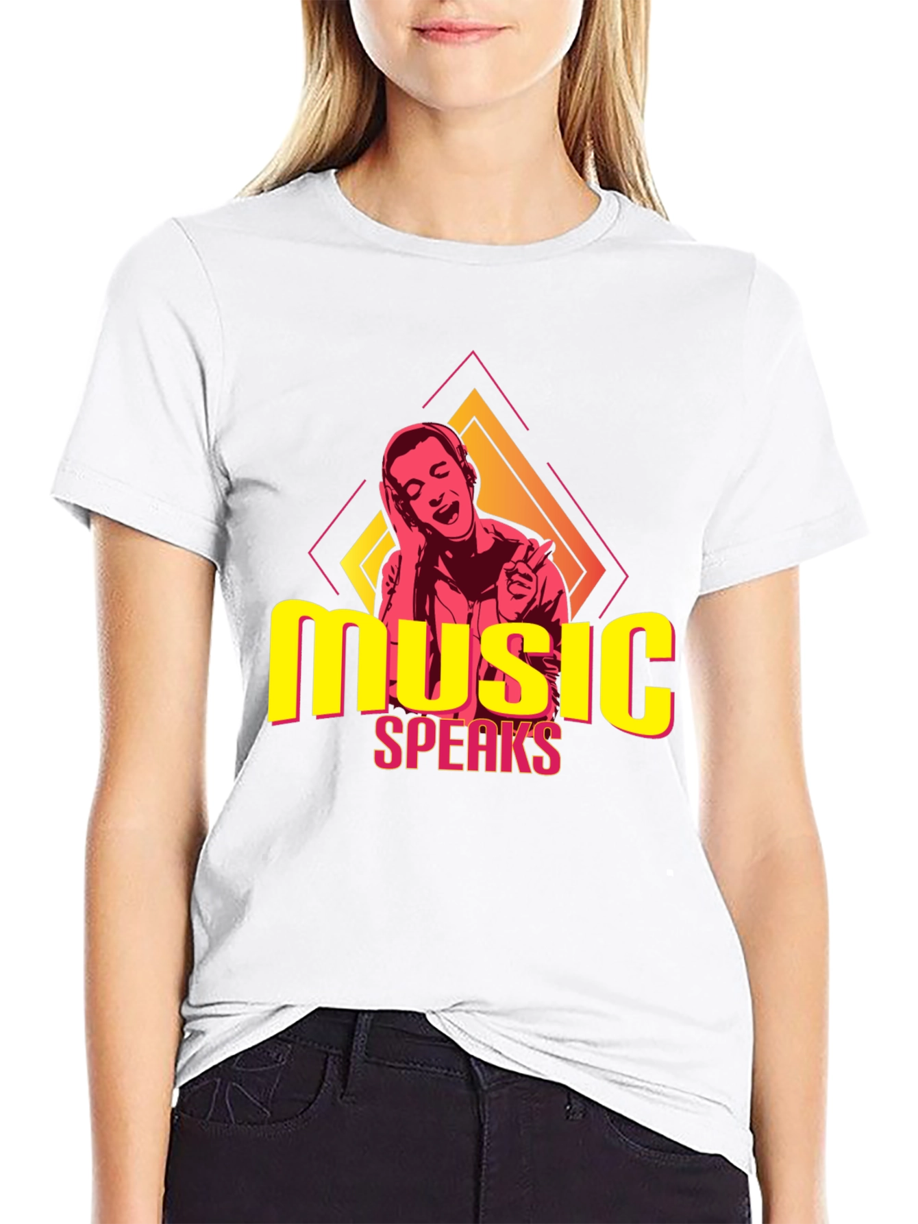 Music Speaks Black Graphic Tee