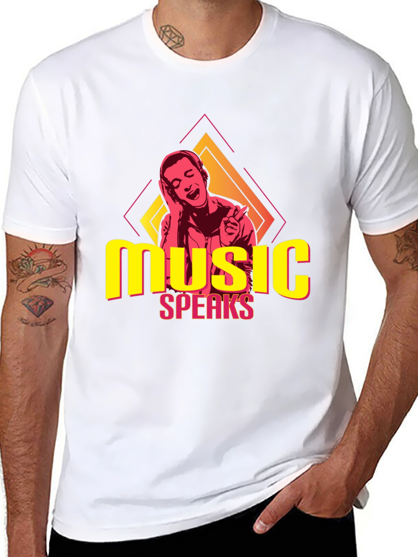 Music Speaks Black Graphic Tee