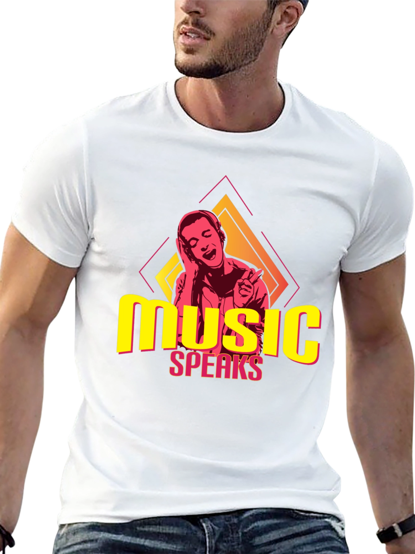 Music Speaks Black Graphic Tee
