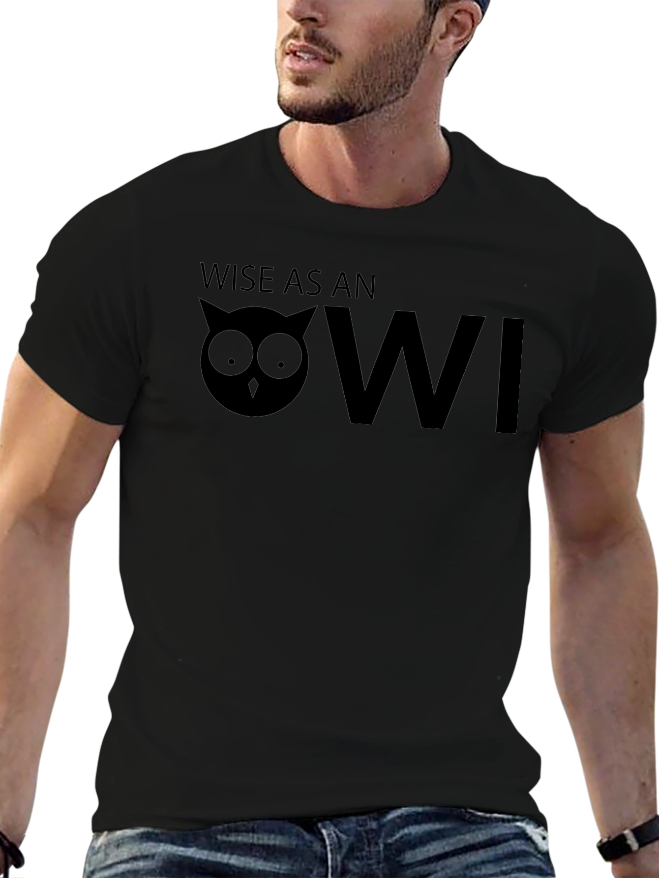 Wise Owl Graphic Tee - Mens Black T-Shirt
