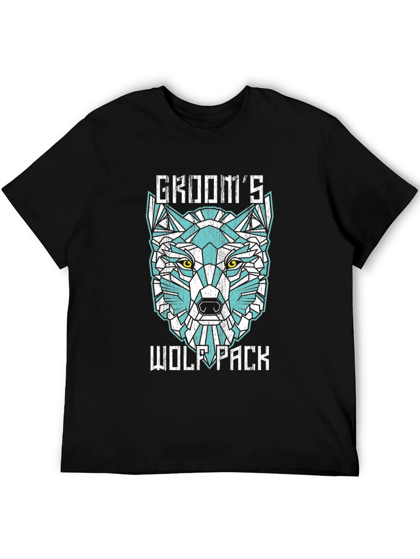 Grooms Wolf Pack Graphic Tee - Modern Geometric Design