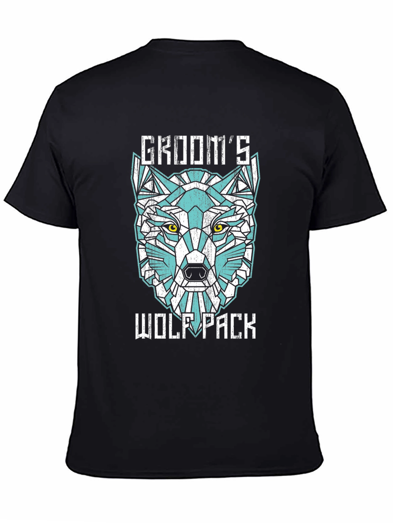 Grooms Wolf Pack Graphic Tee - Modern Geometric Design
