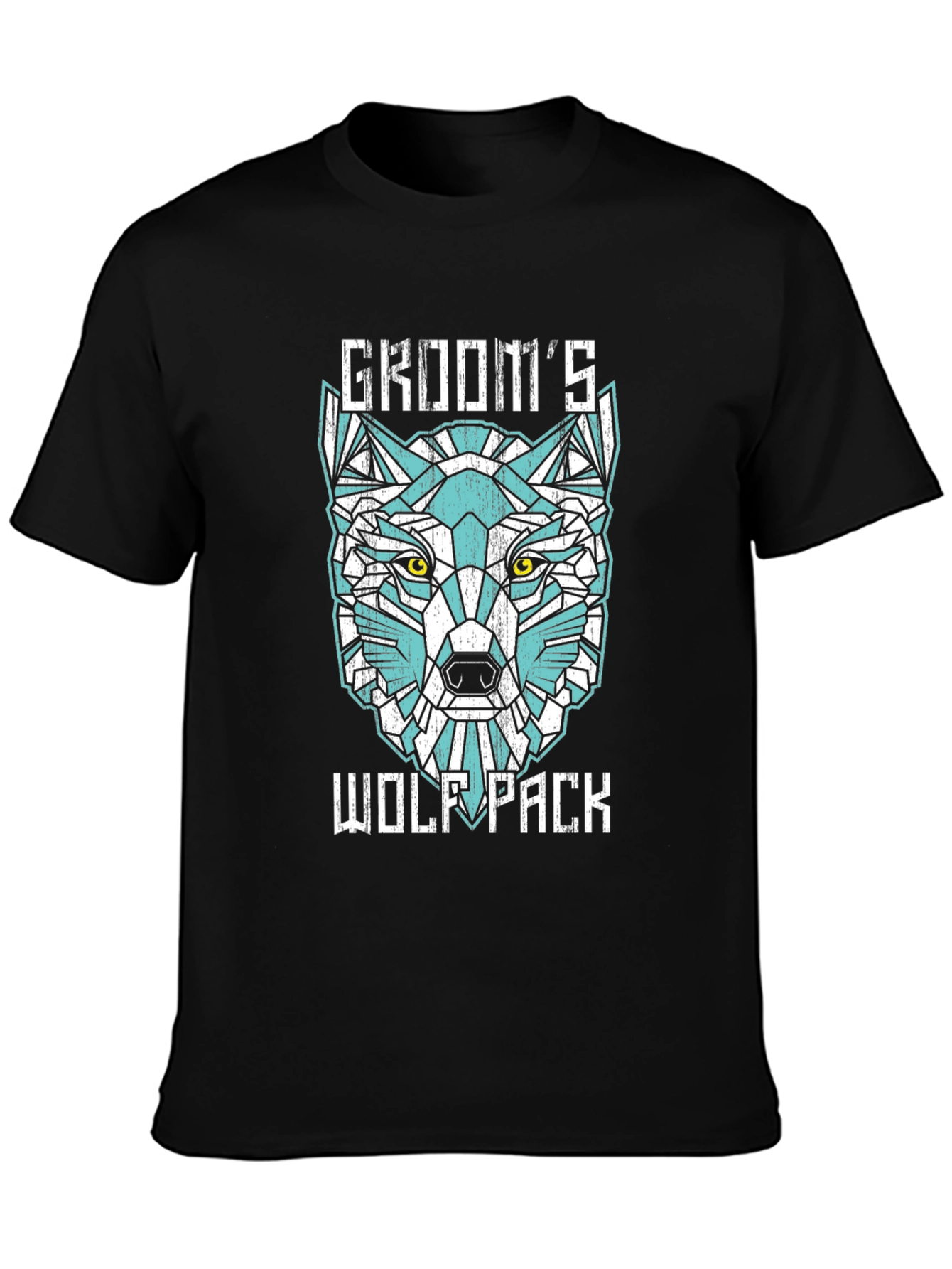 Grooms Wolf Pack Graphic Tee - Modern Geometric Design