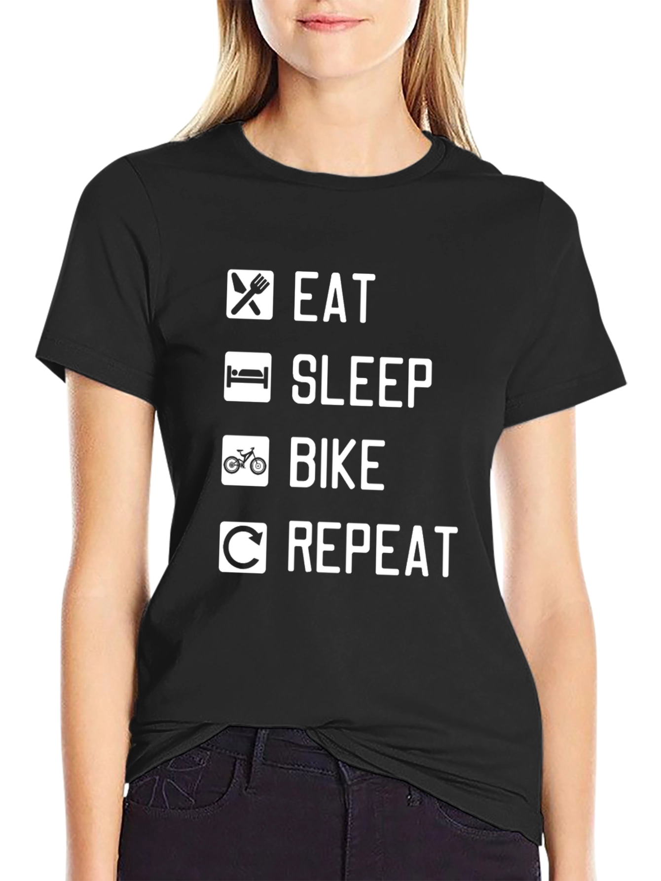 Eat Sleep Bike Repeat Graphic Tee - Cycling T-Shirt