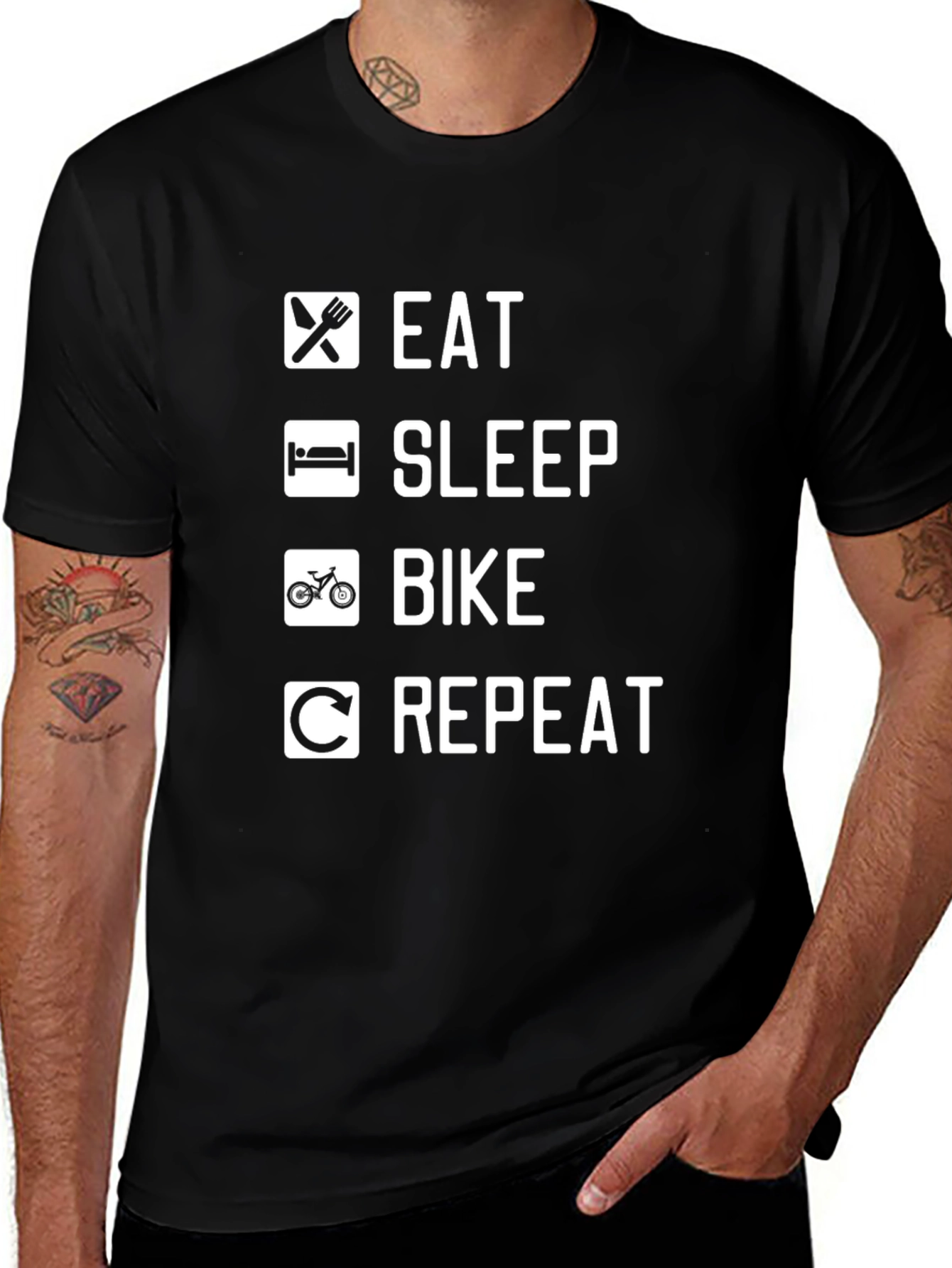 Eat Sleep Bike Repeat Graphic Tee - Cycling T-Shirt