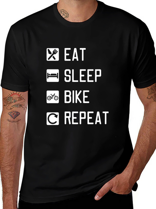 Eat Sleep Bike Repeat Graphic Tee - Cycling T-Shirt