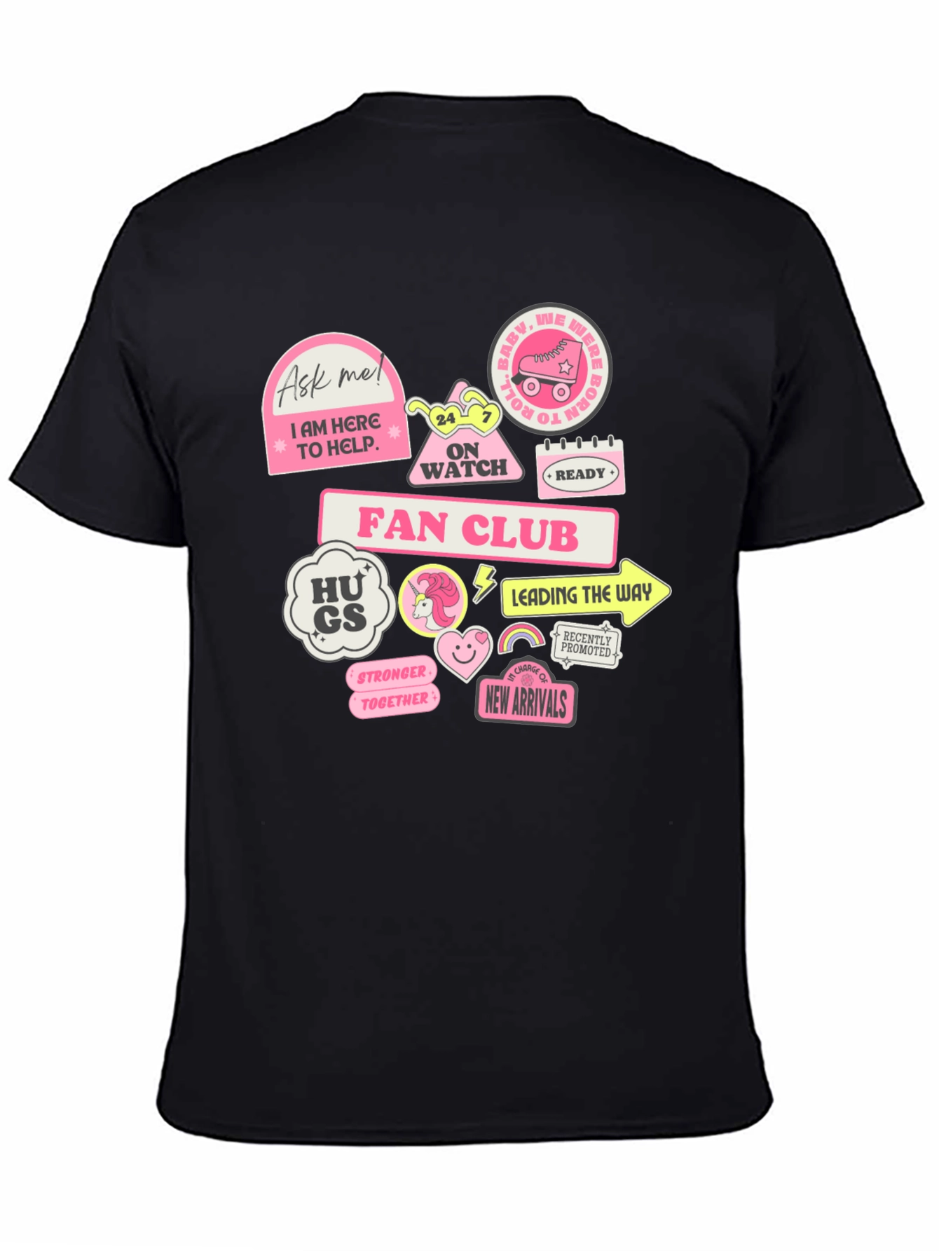 Fun Graphic T-Shirt with Pink Stickers