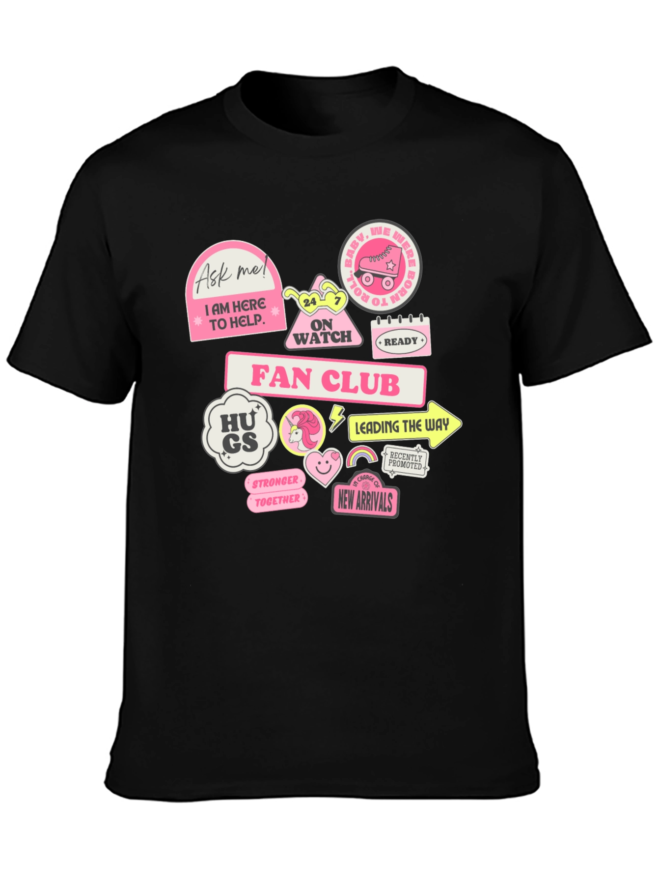 Fun Graphic T-Shirt with Pink Stickers
