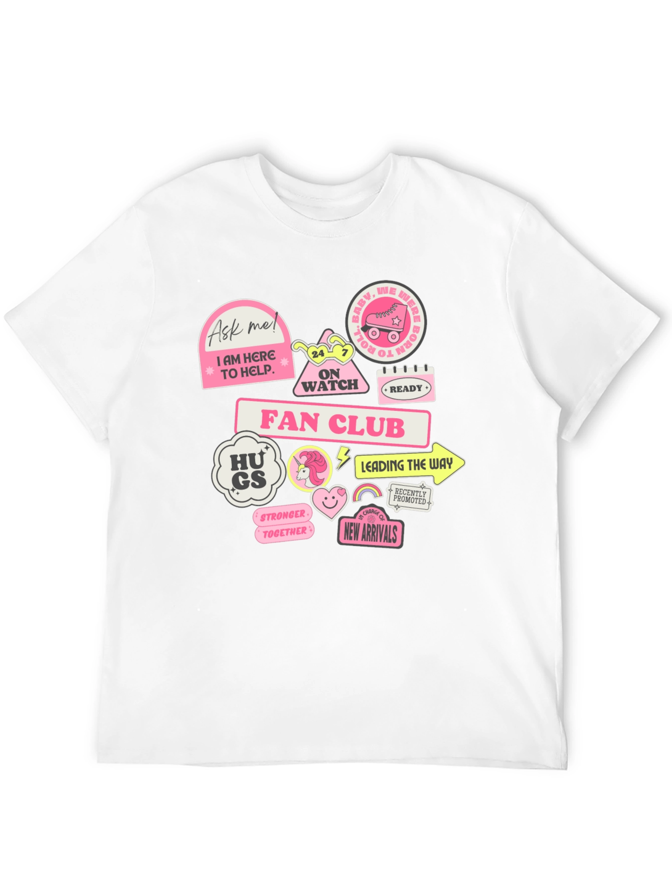 Fun Graphic T-Shirt with Pink Stickers