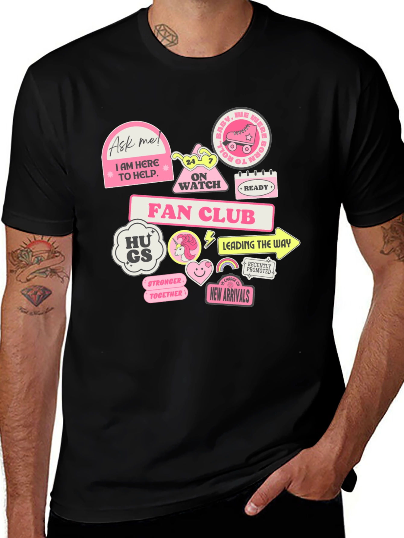 Fun Graphic T-Shirt with Pink Stickers