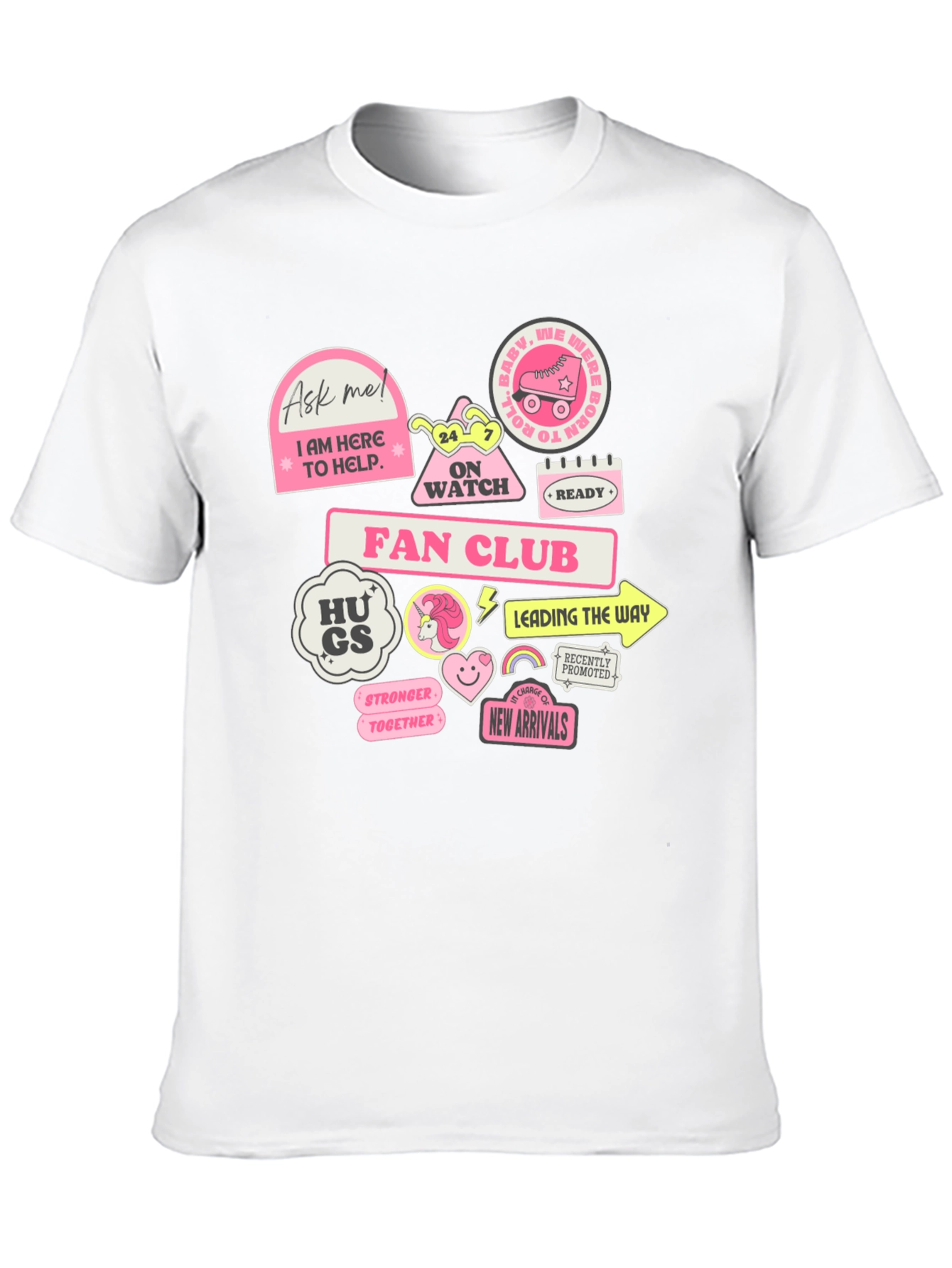 Fun Graphic T-Shirt with Pink Stickers