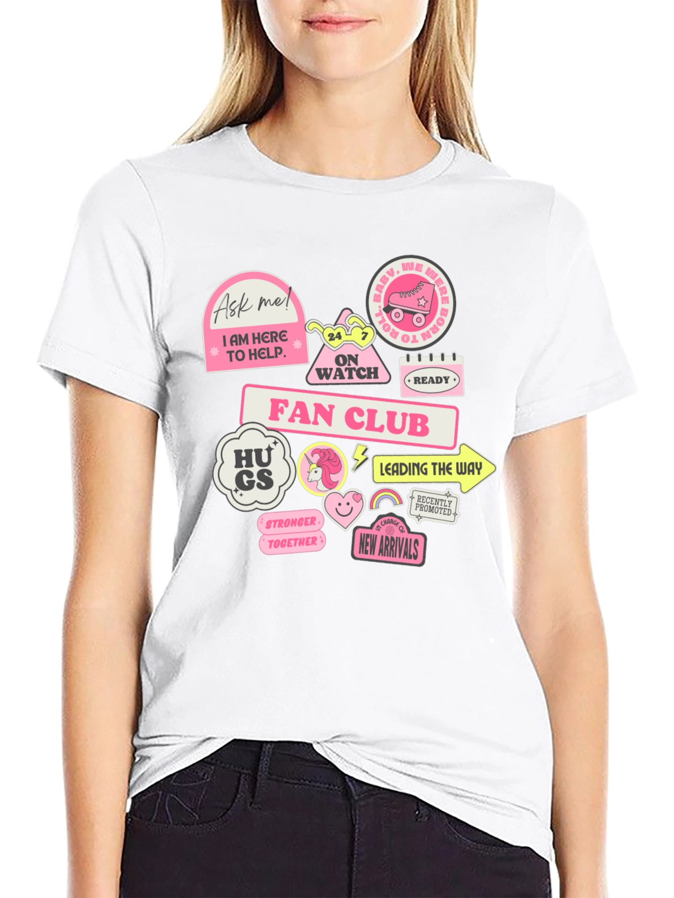 Fun Graphic T-Shirt with Pink Stickers