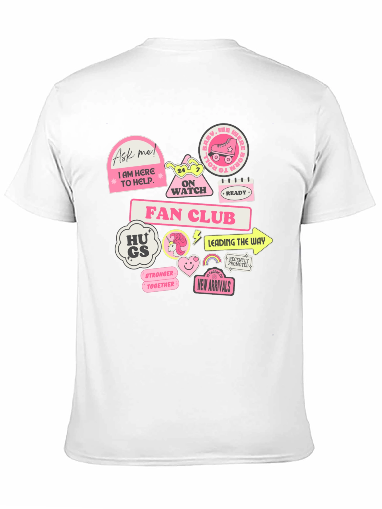 Fun Graphic T-Shirt with Pink Stickers