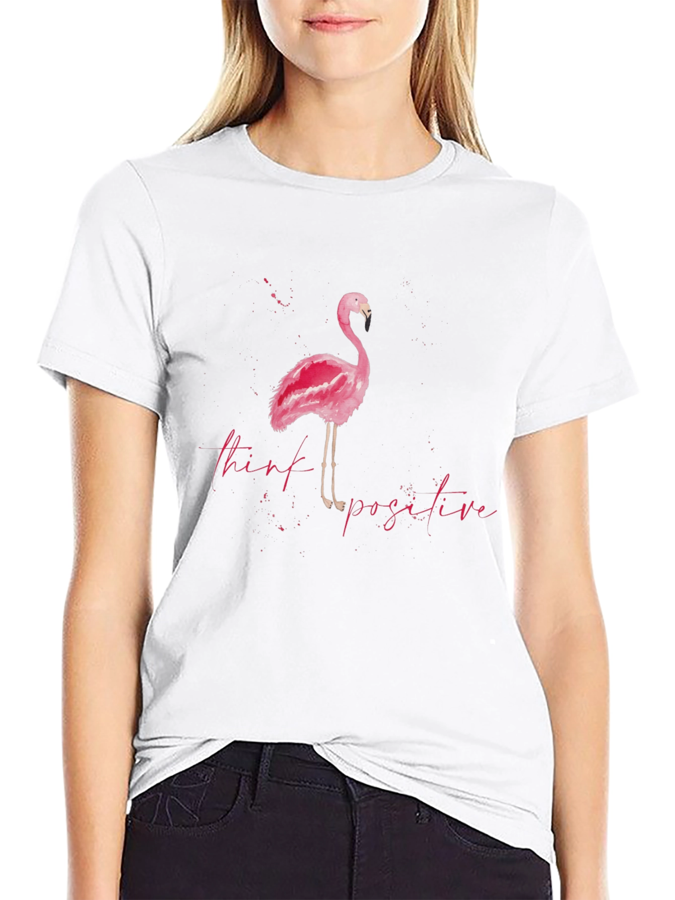 Think Positive Flamingo Tee - Stylish Mens Graphic T-Shirt