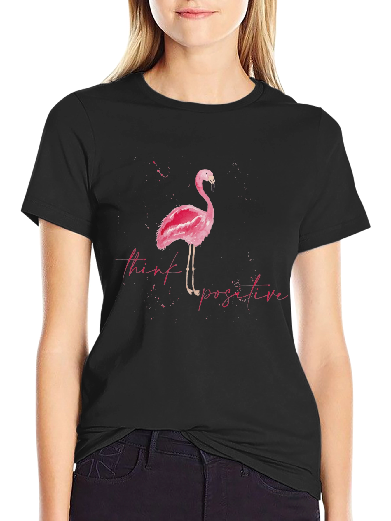 Think Positive Flamingo Tee - Stylish Mens Graphic T-Shirt
